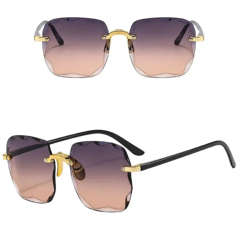 2024 New Rimless Women's Sunglasses – Fashion Gradient Lenses with Alloy Legs | Classic Designer UV400 Sun Shades