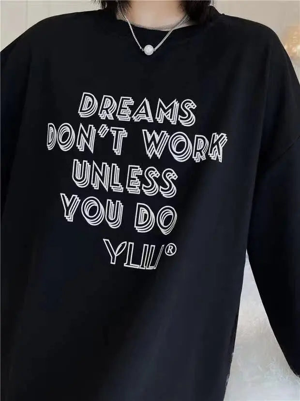 Lazy Person's Winter Sweatshirt Dress ❄️ Loose Casual Home & Outdoor Wear 👗 Personalized Letter Design 🌟