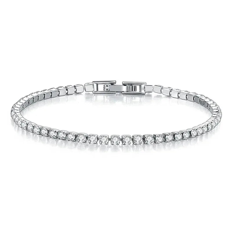 925 Sterling Silver Rose Gold Tennis Bracelet | Sparkling Cubic Zirconia Luxury Crystal Jewelry for Women