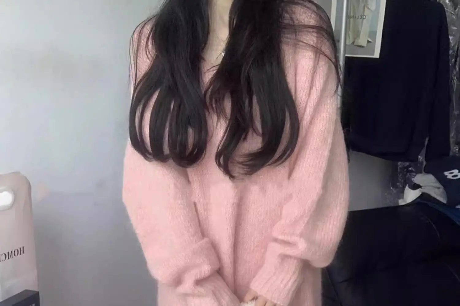 Ladies’ Thick Long Knitted Dress | Korean Style Loose Waist V-Neck H-Line Base Layer Dress | Autumn Winter New Arrival