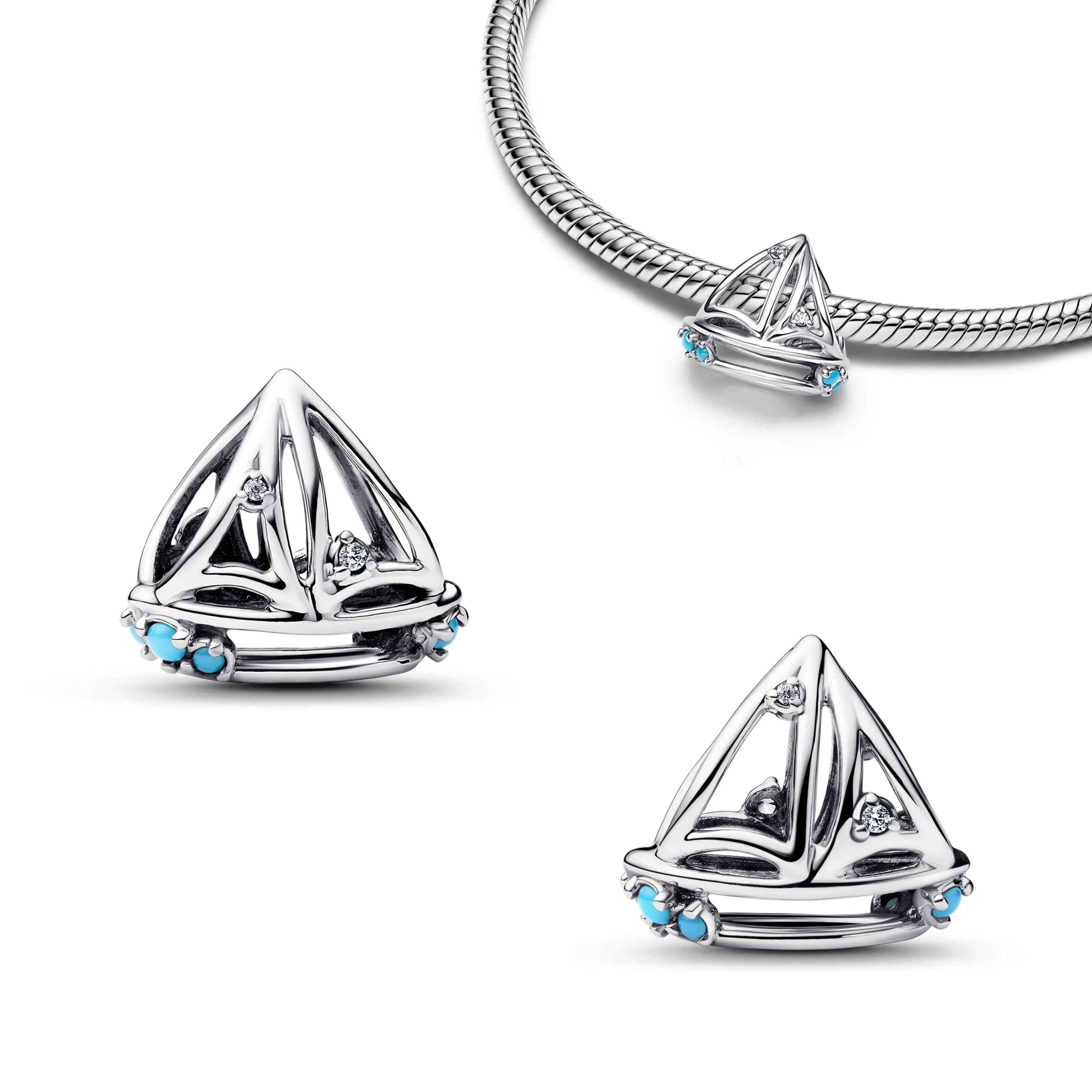 2025 Ocean Blue Series 925 Sterling Silver Sailing Boat Dolphin Seahorse Charms | Ocean-Themed Bracelet Beads for Women Jewelry