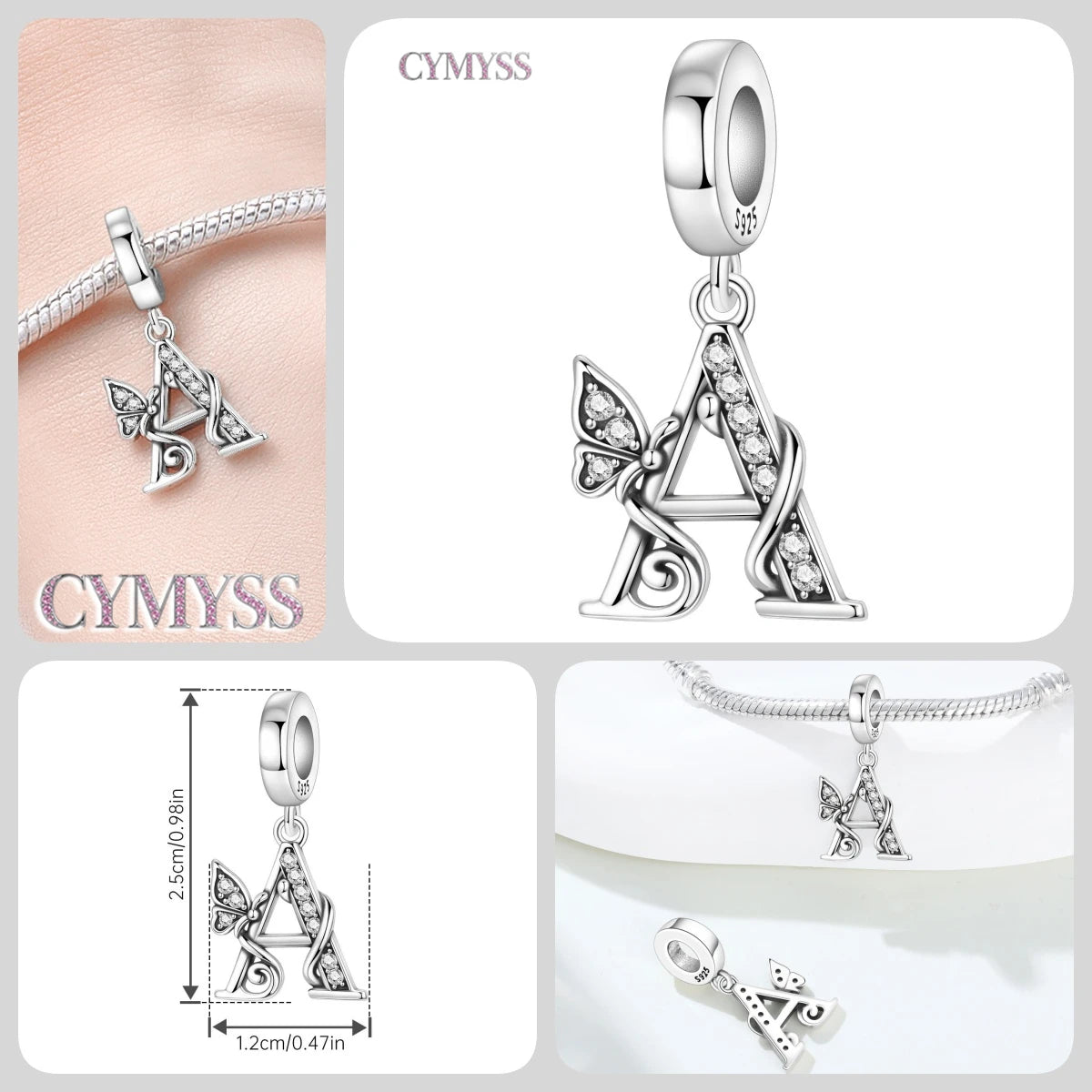 Original S925 Sterling Silver Butterfly & A-Z Letter Beads – DIY Bracelet & Necklace Jewelry