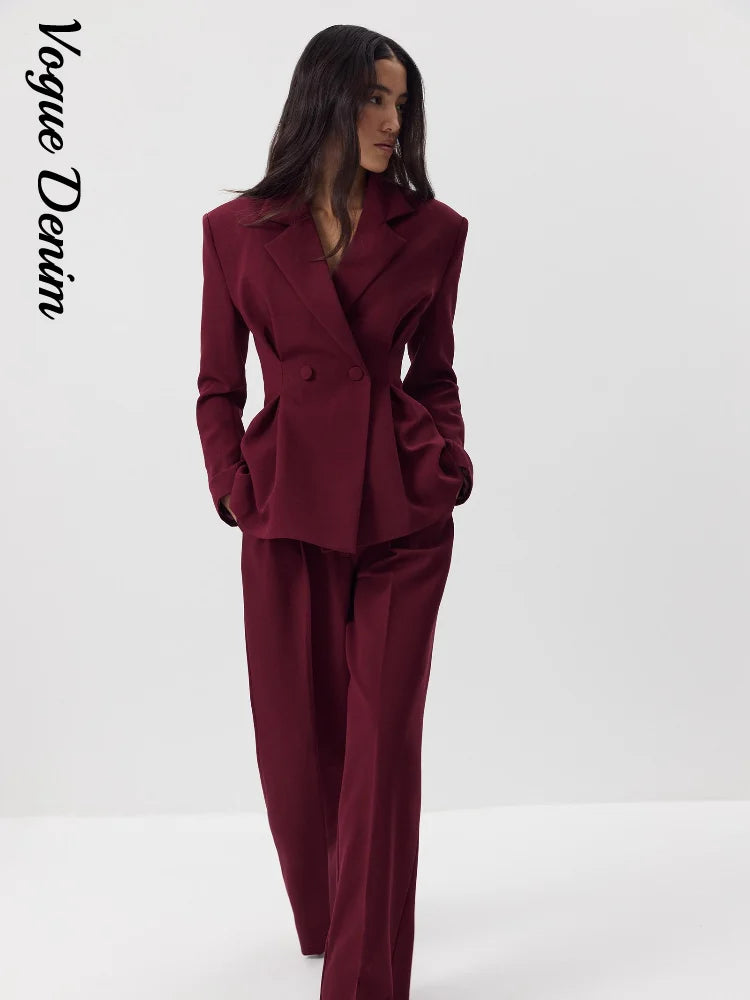 Women’s Blazer & Trouser Set 🌸 Solid Lapel Coat Wide Leg Pants 2026 ✨