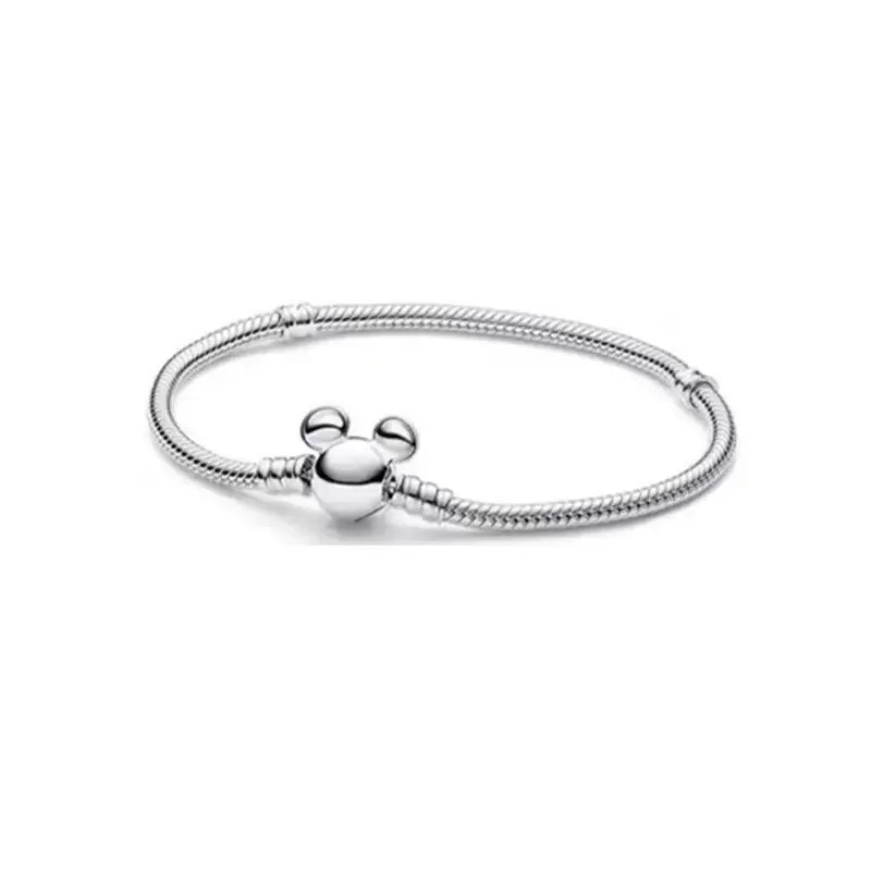 Disney 925 Sterling Silver Charm Bracelet | Mickey Minnie Stitch Jewelry