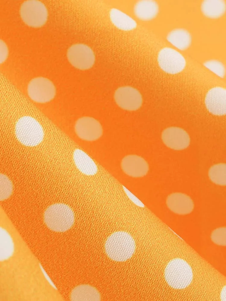 Off-Shoulder Elegant Vintage Party Dress – Women’s Summer Polka Dot Ruffles A-Line Midi Dress