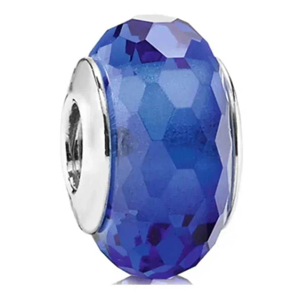2025 Classic 925 Sterling Silver Colored Flower & Leaf Murano Glass Charm Beads | DIY Bracelet