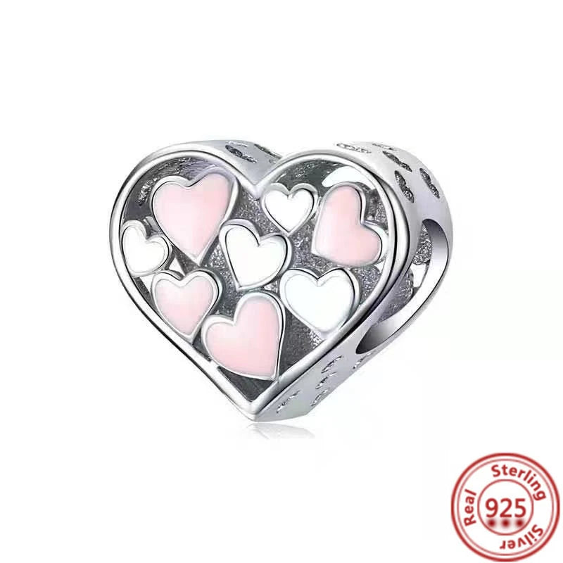 925 Sterling Silver Heart-Shaped Series Sweet Beads | Fit Original DIY Bracelet Women’s Jewelry Accessories Gift