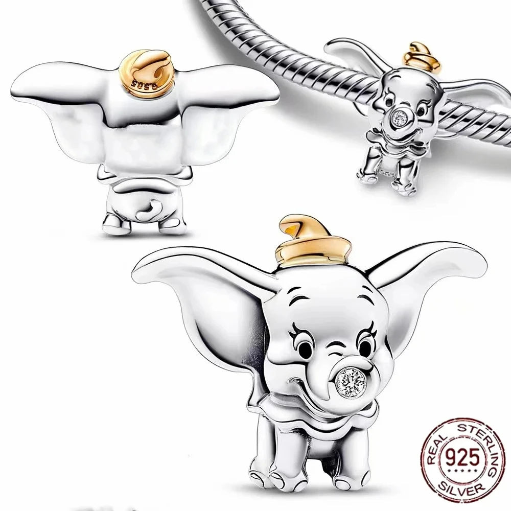 HEROCROSS Disney 925 Sterling Silver Charms | Mickey Mouse, Winnie the Pooh & Stitch Beads Fit Pandora Bracelet