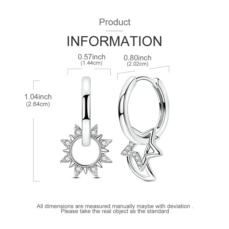 2025 925 Sterling Silver Hoop Earrings for Women | Drop Stud Fine Jewelry Engagement & Anniversary Gift