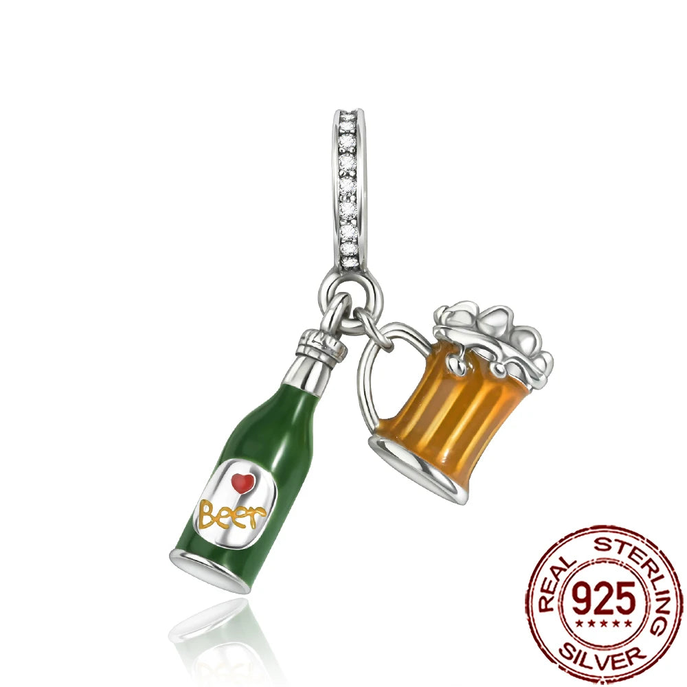 2025 New 925 Sterling Silver Coffee, Cake, Fruit & Burger Charms | Fit Pandora Bracelet & Necklace DIY Jewelry