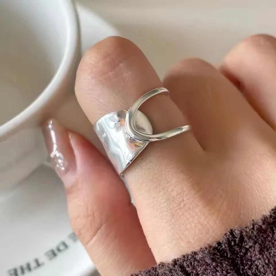 VENTFILLE 925 Sterling Silver Irregular Geometry Ring – Women’s Minimalist Jewelry Gift