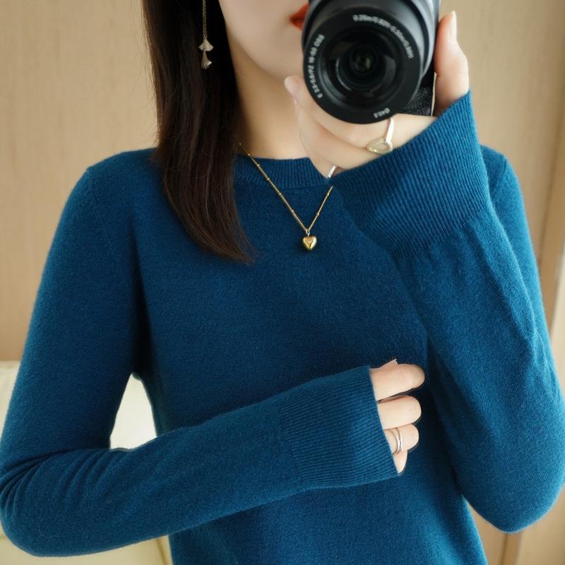 2025 Women Sweater Korean Fashion – Spring Autumn Long Sleeve O-Neck Knitwear Soft Warm Pullovers Bottoming Shirts