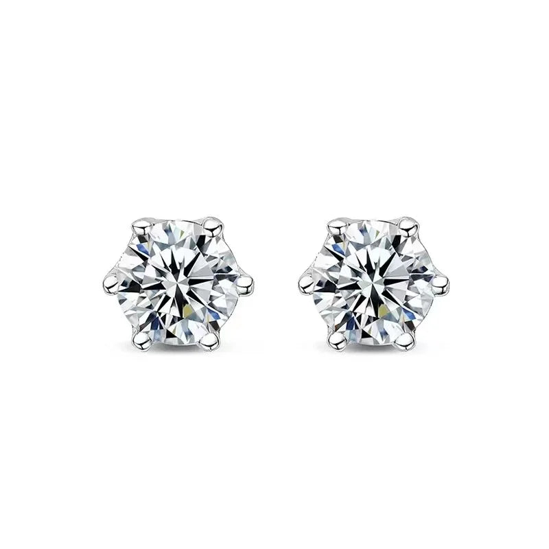 BIJOX STORY 925 Sterling Silver Moissanite Screw Stud Earrings – D Color Diamond Wedding Jewelry