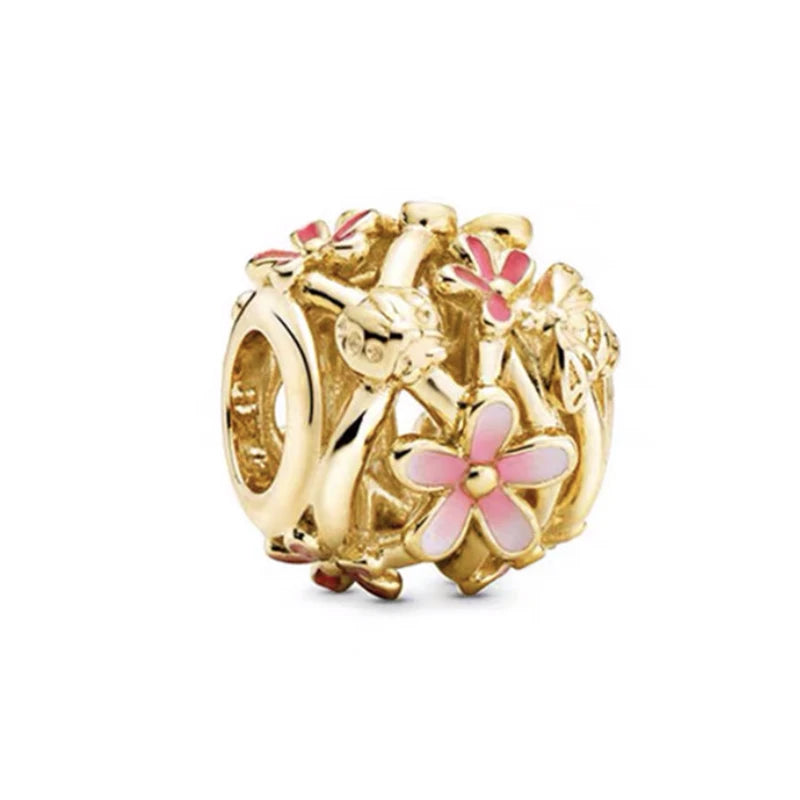 Hot Sale Gold Plated Heart & Chinese Dragon Charm Beads | Fashion Jewelry for Original Silver Bracelets