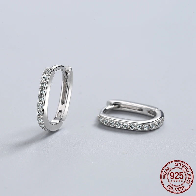 925 Sterling Silver Clear CZ Heart Geometric Hoop Earrings – Women’s Wedding & Engagement Fine Jewelry Gift