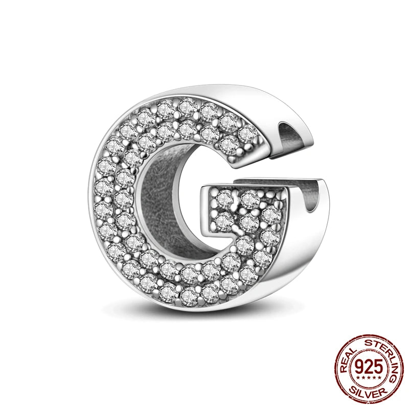 925 Sterling Silver A-Z Alphabet Letter Beads | LOVE Initial Charms | Fit Original Pandora Bracelet | CZ Zircon Jewelry