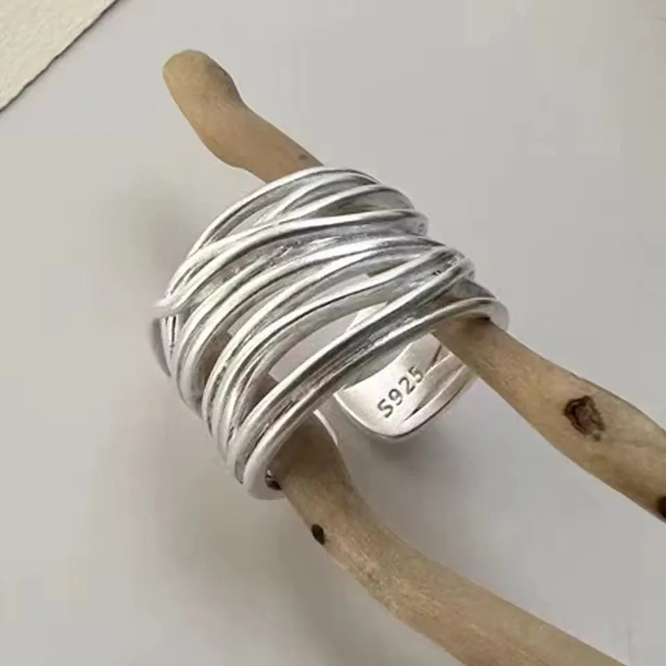 VENTFILLE 925 Sterling Silver Irregular Geometry Ring – Women’s Minimalist Jewelry Gift