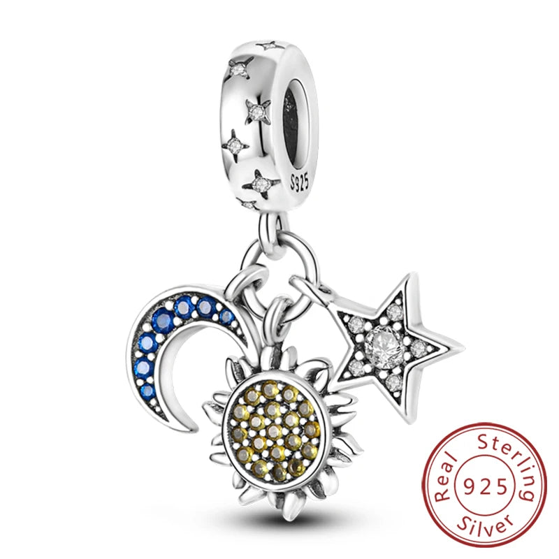 New 925 Sterling Silver Sunflower Heart Charm Bead | Original Bracelet DIY Jewelry Gift for Women