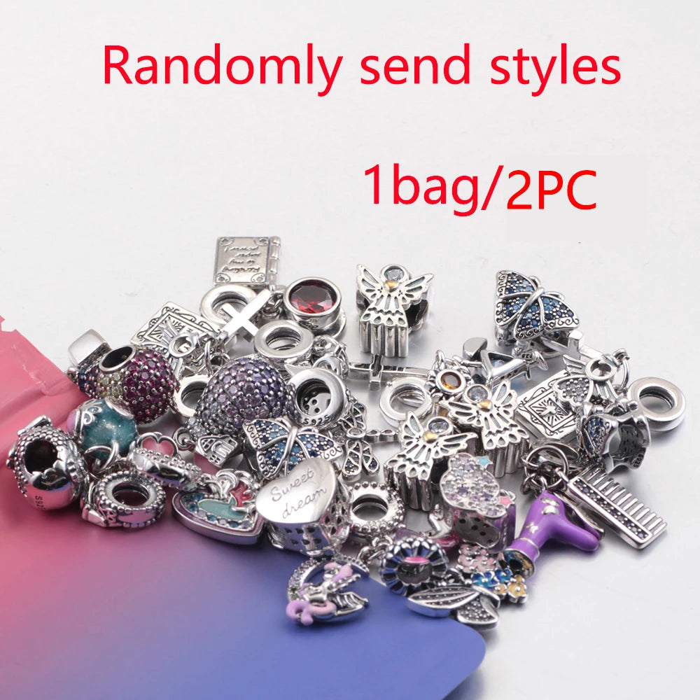 925 Sterling Silver Heart-Shaped Moon Rose Beads Charm | Classic Random Blind Bag | Affordable DIY Bracelet Jewelry Gift