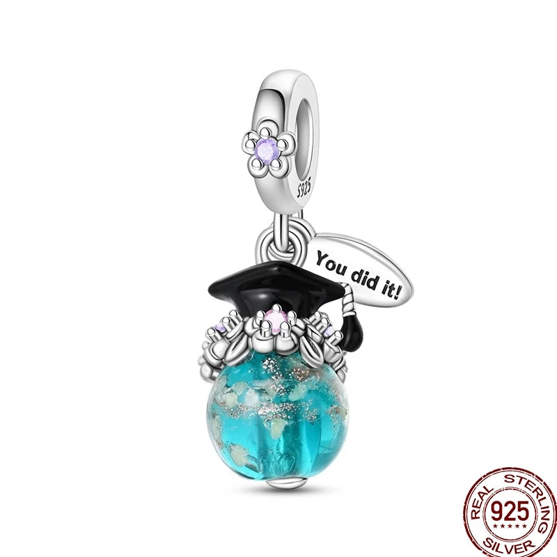 100% 925 Sterling Silver Heart Family Charms with Pumpkin & Pave Zircon Pendant – Fits Original Bracelet DIY Jewelry Gifts