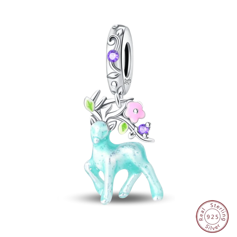 925 Sterling Silver Blue Zircon Ocean Shell Beaded Pendant | Fit Original 3mm Bracelet Women’s Fine Jewelry