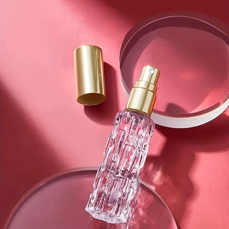 4PCS Transparent Glass Perfume Spray Bottles – Empty Refillable Mini Bottles with Lids | Portable Travel Sub-Bottles
