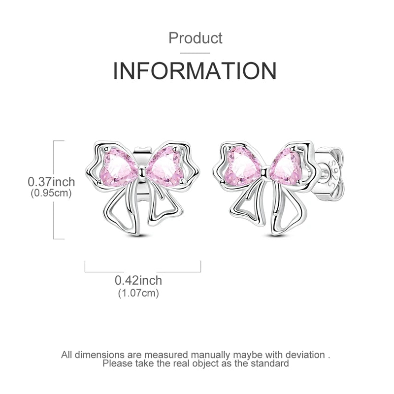 925 Sterling Silver Sweet Bow Heart Zircon Hoop Earrings | Women’s Shining Proluxy Fine Jewelry Gift for Engagement & Birthday