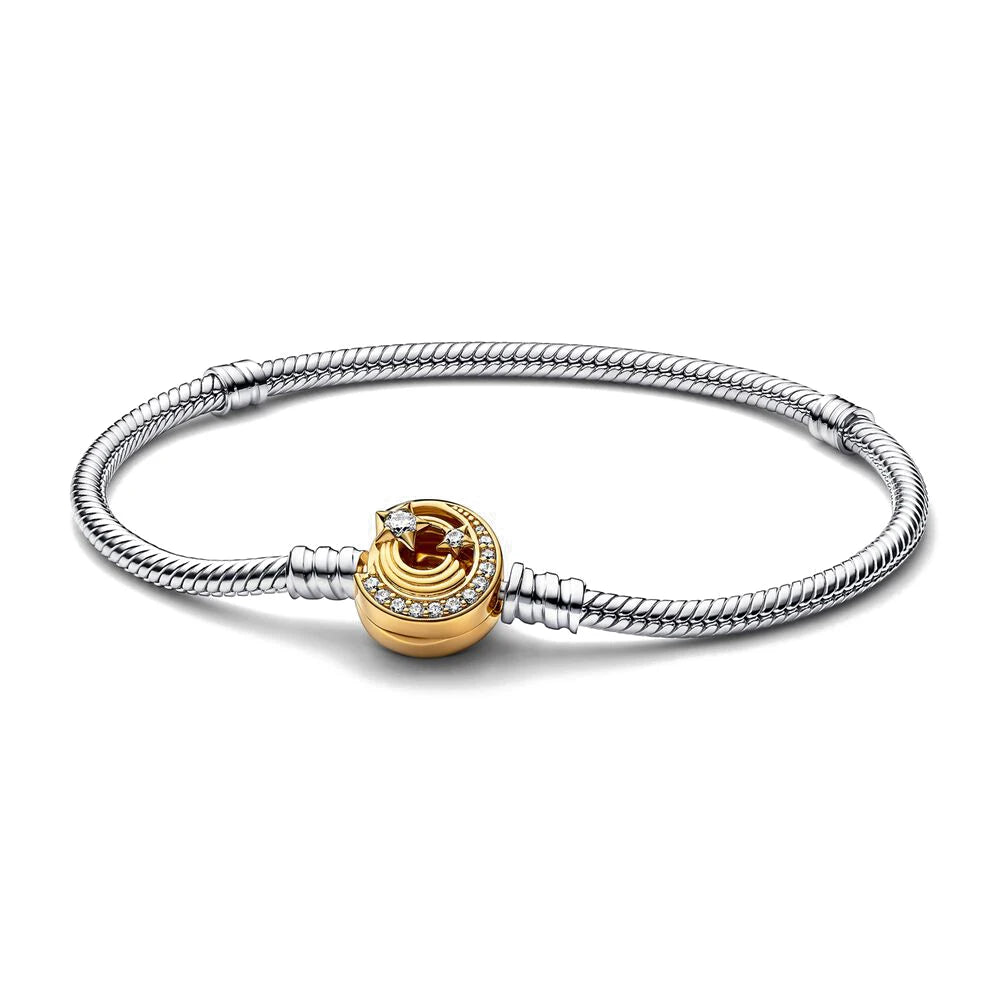 2025 High Quality Heart-shaped Stars Moon Crown Bracelet Charm | 925 Silver Pendant Bead for Women DIY Jewelry Gift