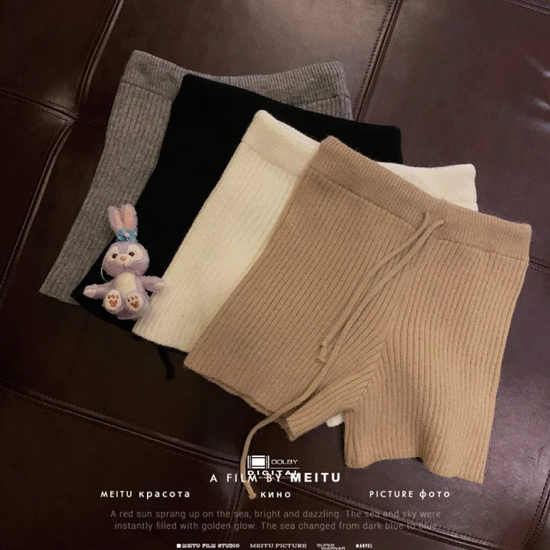 High Waist Knitted Wool Wide-Leg Pants for Women – Autumn Casual Straight Bootcut Trousers