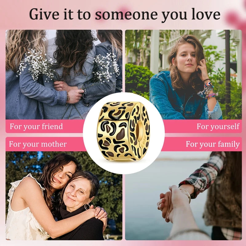 925 Sterling Silver Gold Charms Beads | Leopard, Butterfly, Firefly & Bee Dangle Fit Original Bracelet Women DIY Jewelry Gift