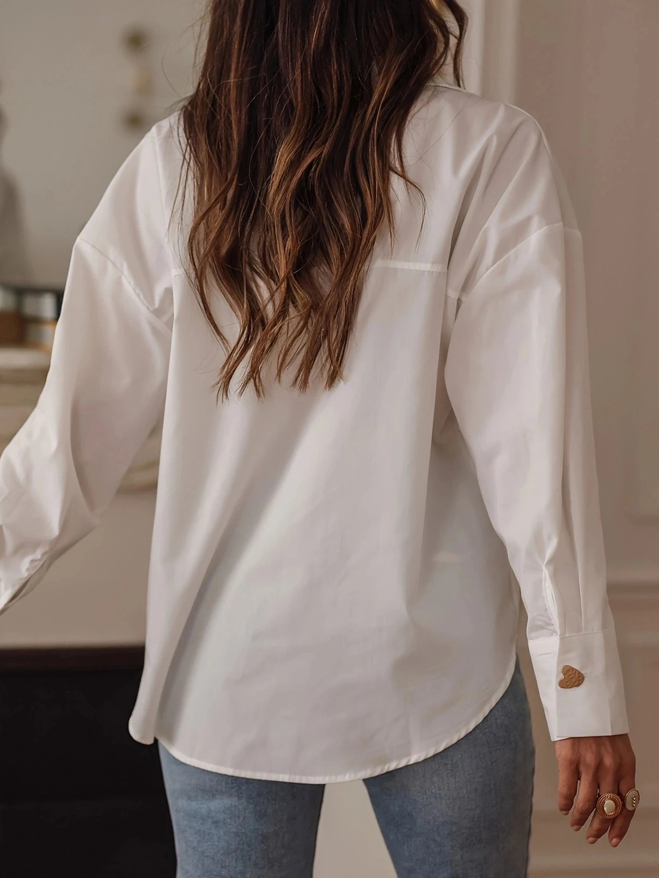 Ladies Solid Color Button-Down Shirt 🌿 Fashion Long Sleeve Top ✨
