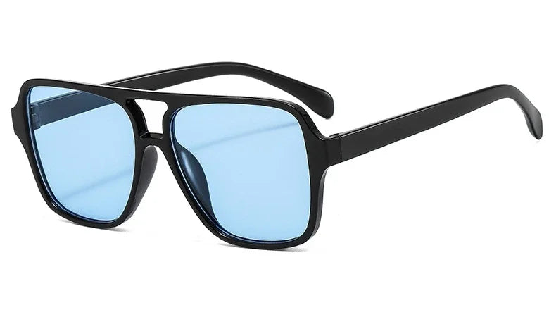 Vintage Double Bridge Yellow Sunglasses for Women – Oversized Square Luxury Shades | Female Pilot Style Eyewear