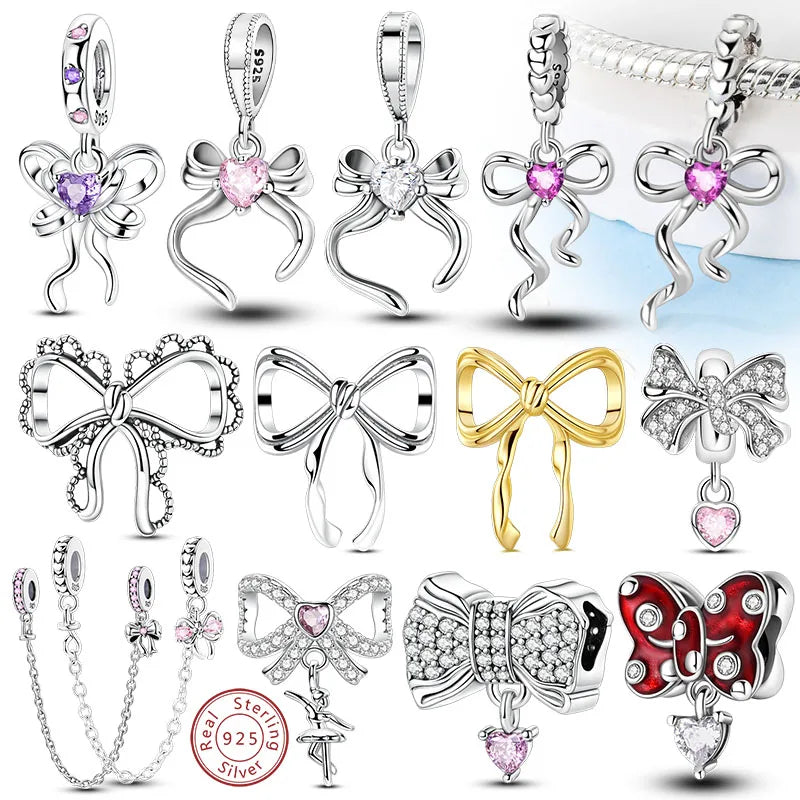 925 Sterling Silver Ballet Shoes & Perfume Bottle Charms | Bow Beads Fit Original Bracelet Pendant DIY Fine Jewelry for Women