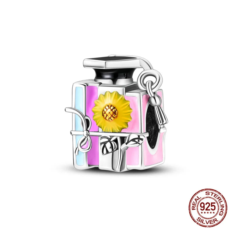 925 Sterling Silver Perfume Bottle Charm Bead – Fits Pandora Bracelet DIY Jewelry Gift for Women