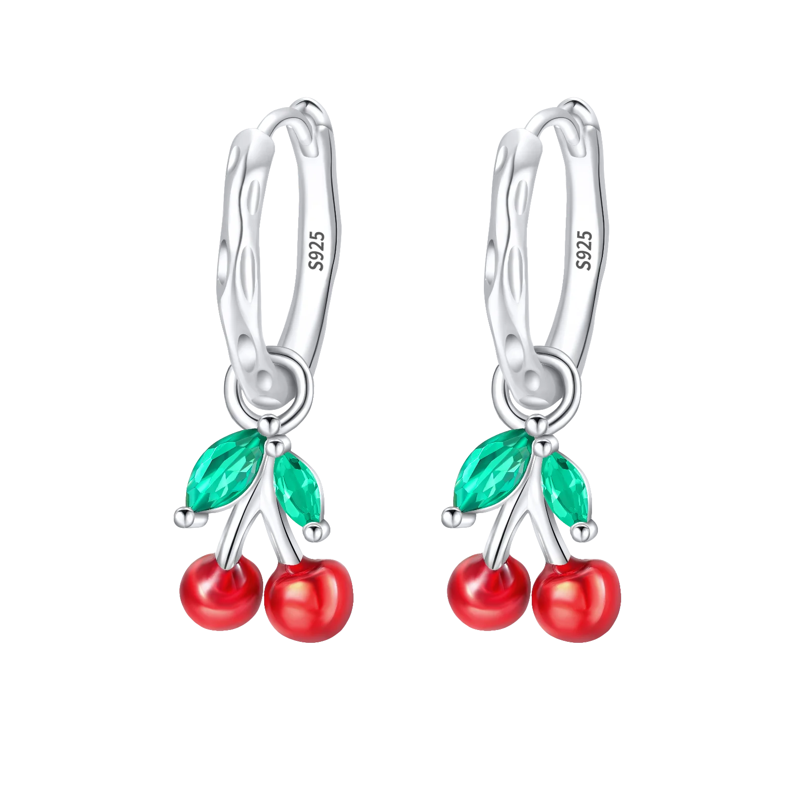 925 Sterling Silver Cute Fruit Earrings – Cherry, Strawberry, Apple & Grape for Women
