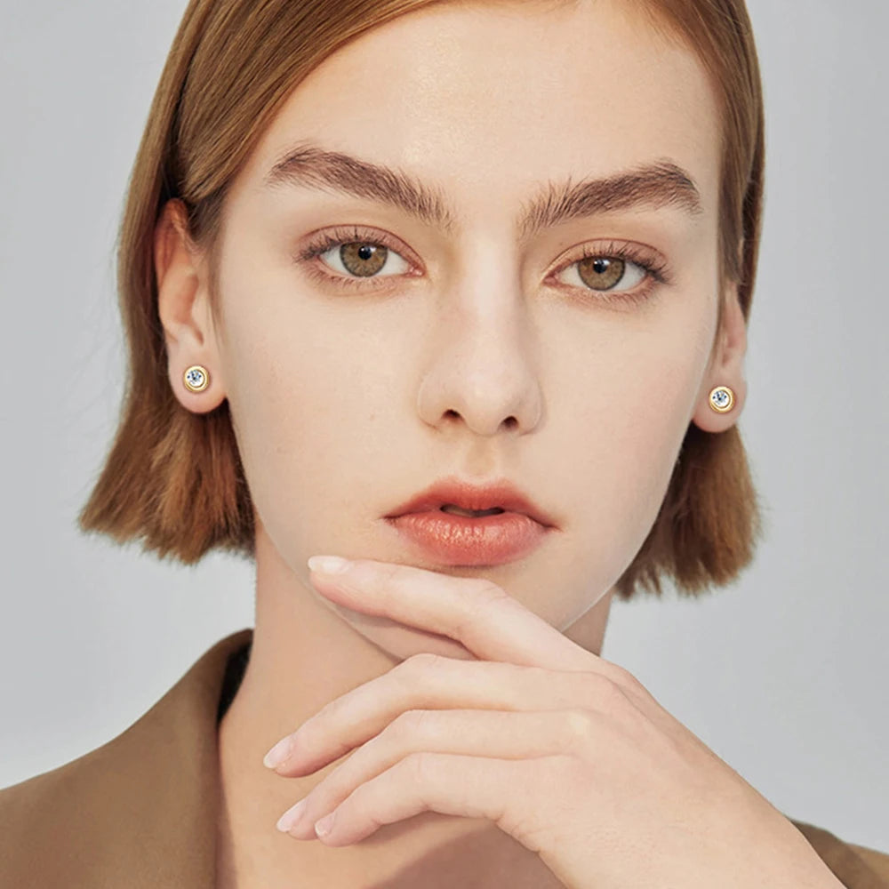 0.2ct Moissanite Bubble Stud Earrings – 925 Sterling Silver 18K Yellow Gold Plated Unisex Jewelry