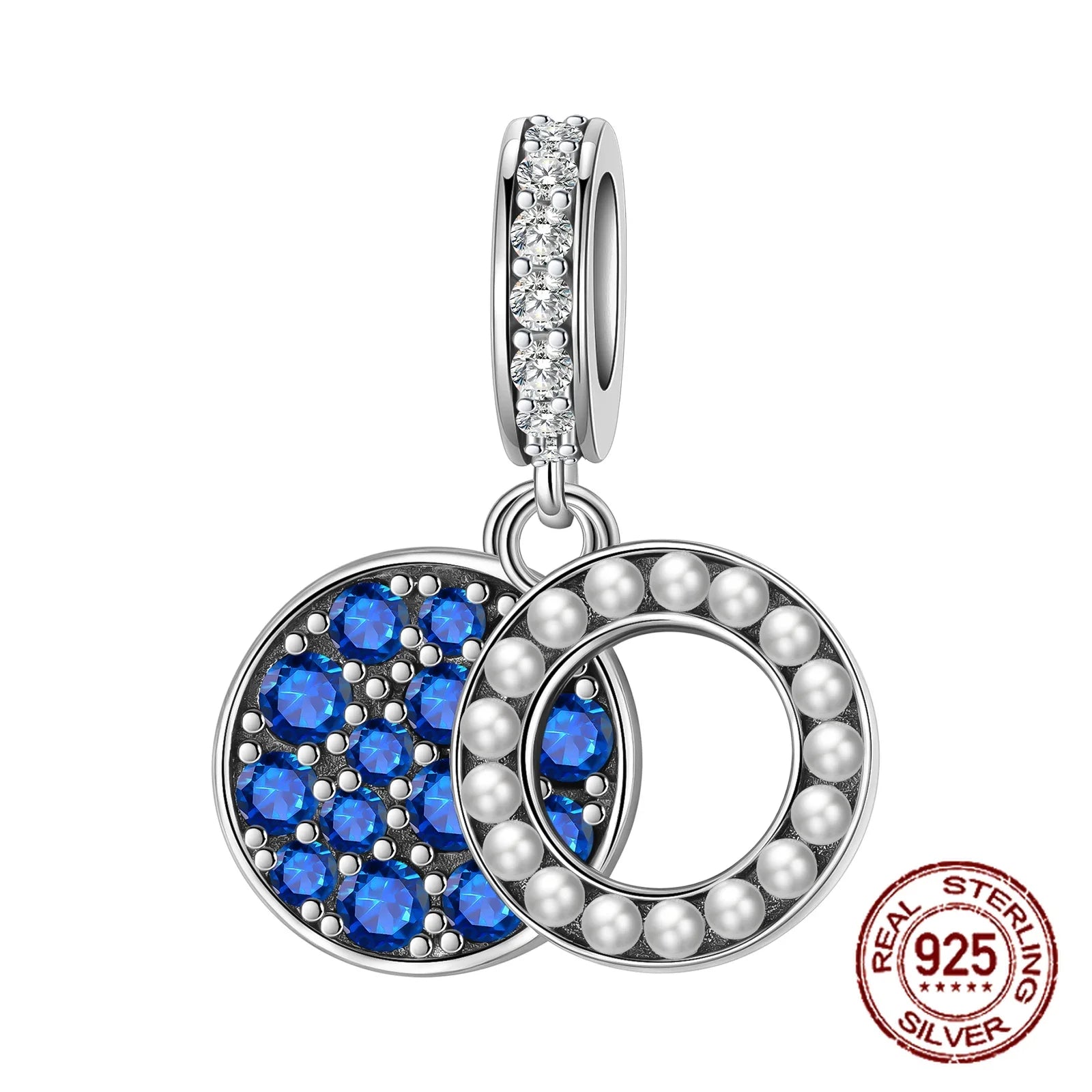 925 Sterling Silver Blue Moon Plane Space Series Glass Beads Clip Charm for Bracelet