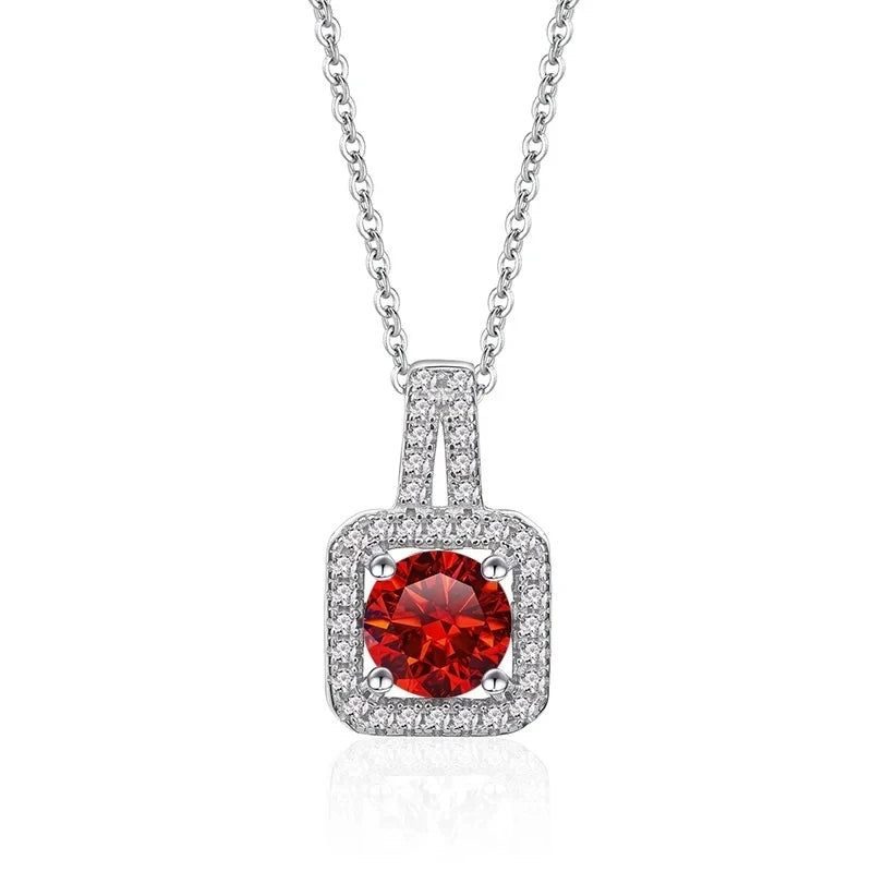 Classic Square 925 Sterling Silver Women’s Necklace – 1 Carat D Color Moissanite Luxury Jewelry for Date & Party
