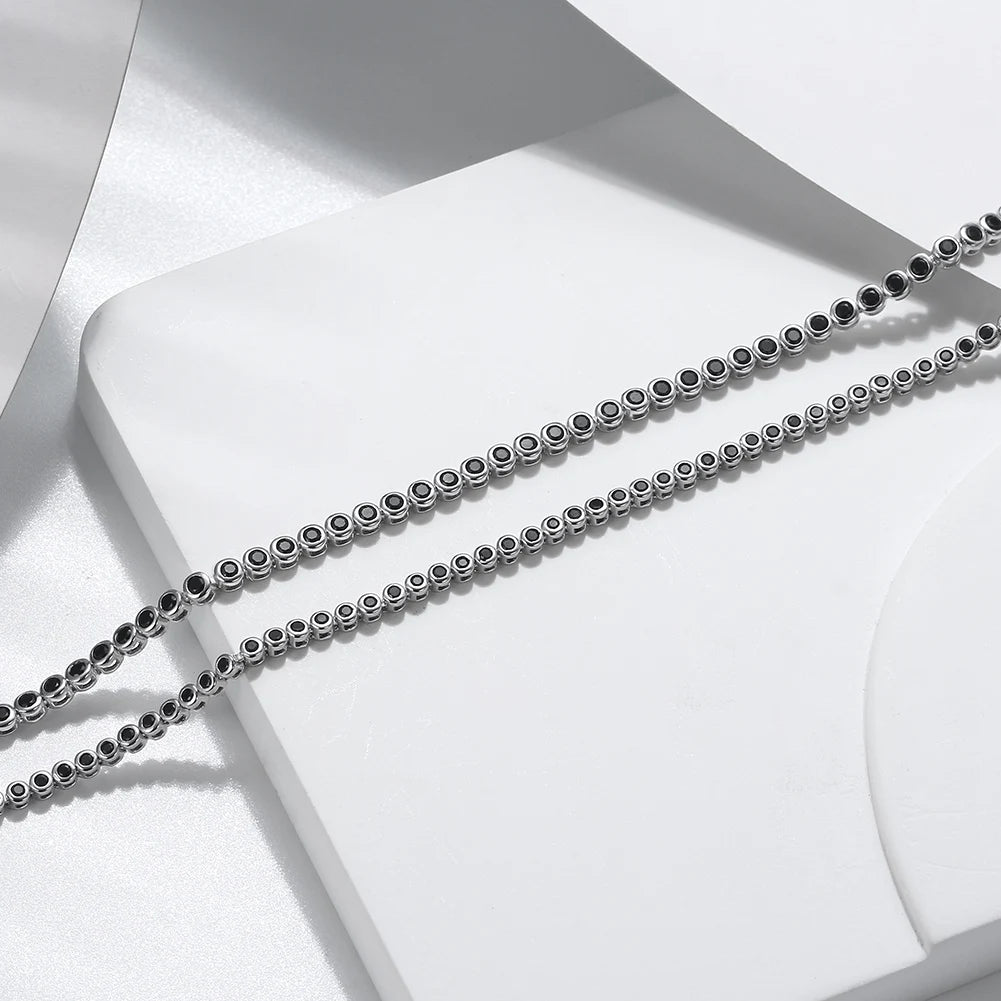 Rinntin Shiny Tennis Bracelet 925 Sterling Silver 1.5/2/3mm Clear Cubic Zirconia for Women Luxury Chain Bracelet Jewelry SB143