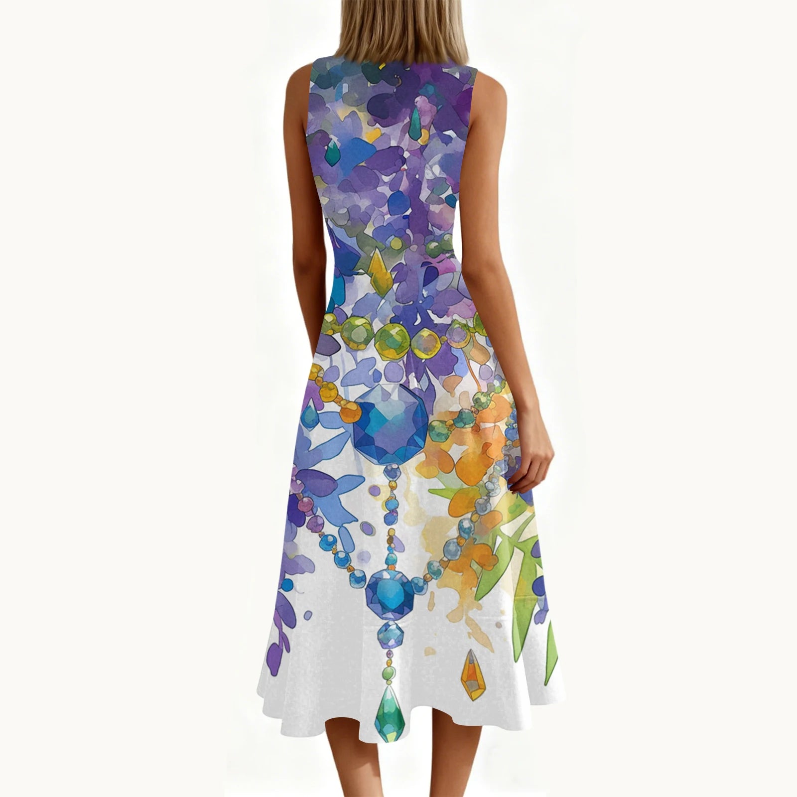 Carnival Women's Dress 🎉 Ruffled Printed Casual Dress 👗 Sleeveless Round Neck Stylish Festival Costume ✨