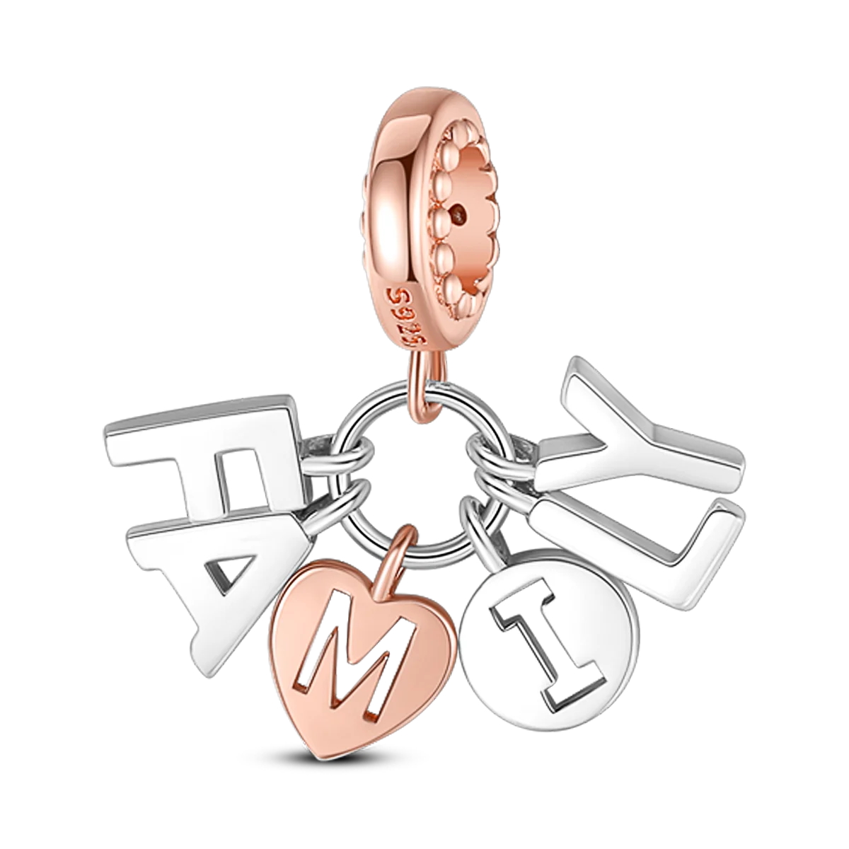 925 Sterling Silver Colorful Charms – Rose, Crown, Rainbow & Heart Dangle Beads Fit Pandora Bracelet & Necklace