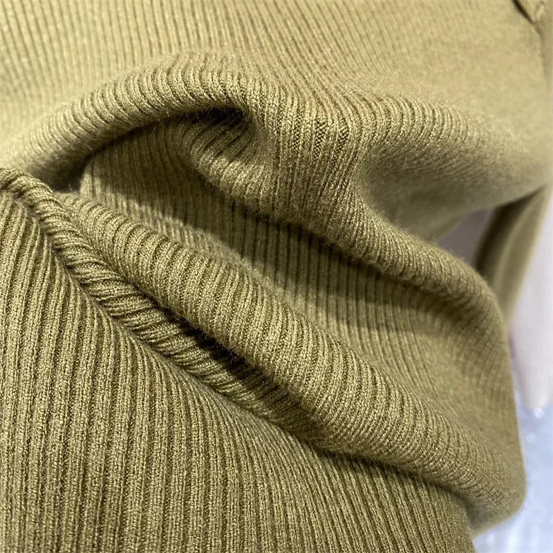 Women's Slim Knit Sweater | Autumn Winter Pullover Top | Long Sleeve Elastic Knitted Shirt for Women