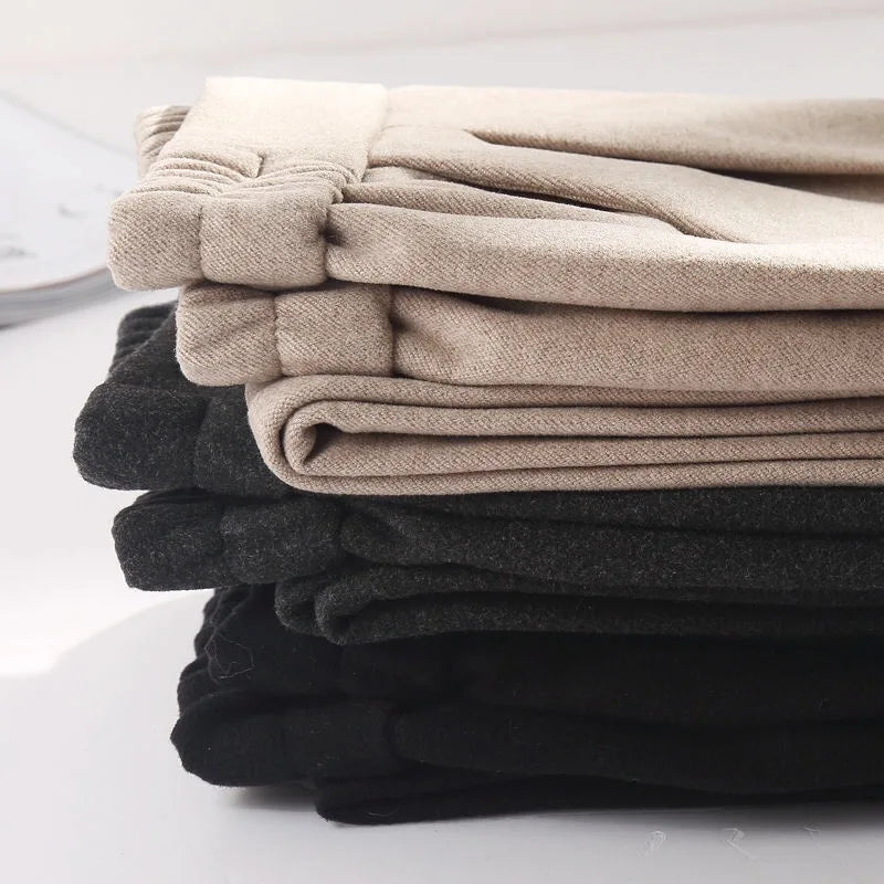2024 Woolen Harem Pants for Women | High Waist Elastic Suit Pants | Korean Style Autumn Winter Trousers