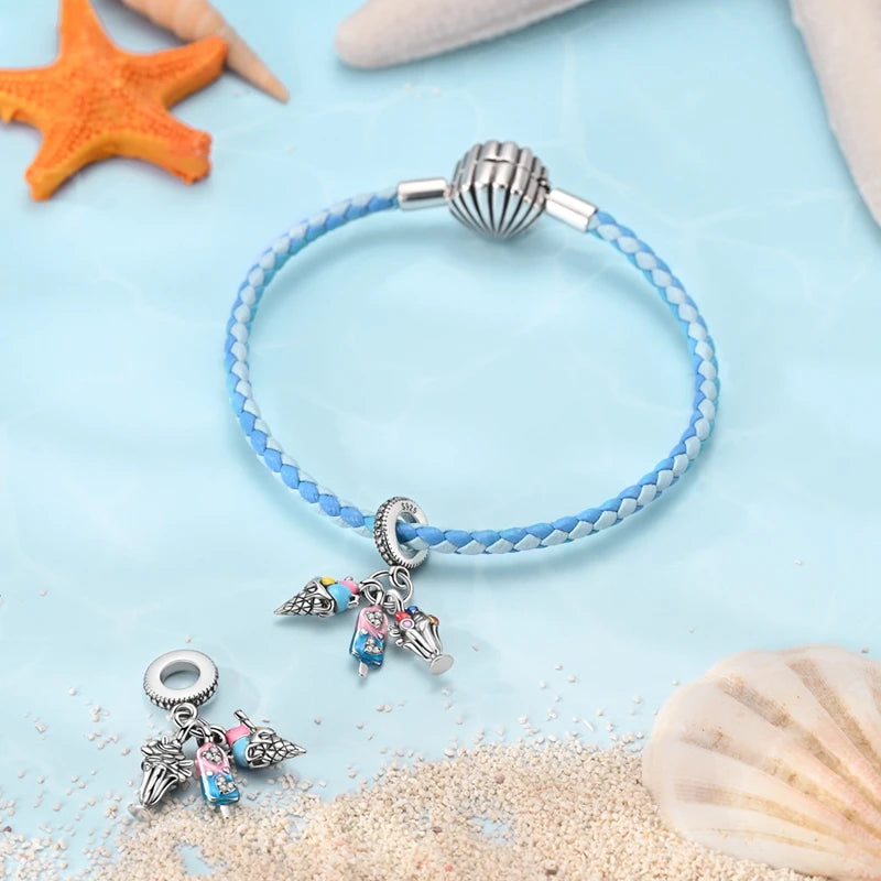 New Summer Ocean Silver Plated Sea Turtle & Starfish Shell Charm | DIY Bracelet Jewelry for Women