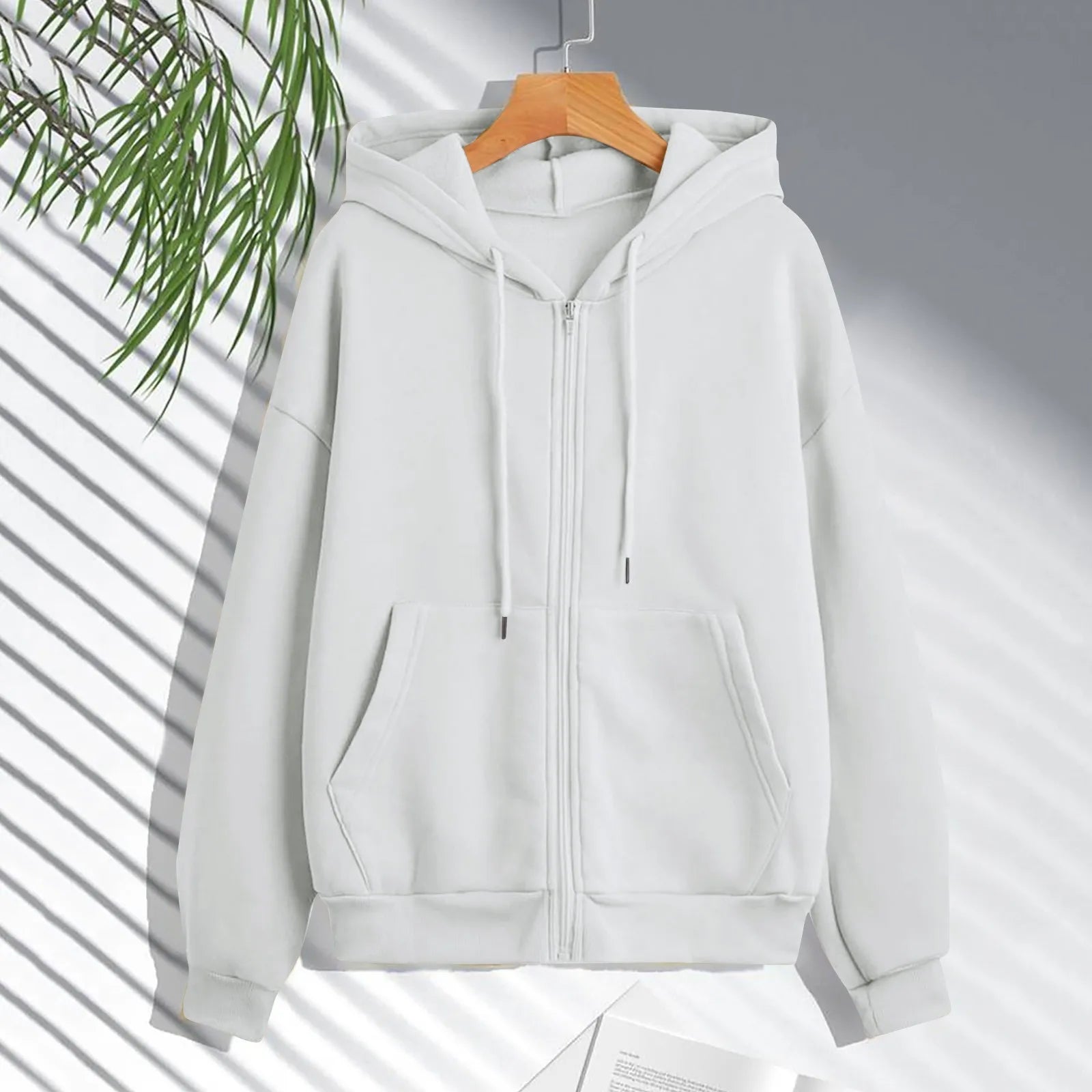 Autumn & Spring Women’s Zip Up Hoodie | Korean Style Casual Drawstring Sweatshirt Cardigan