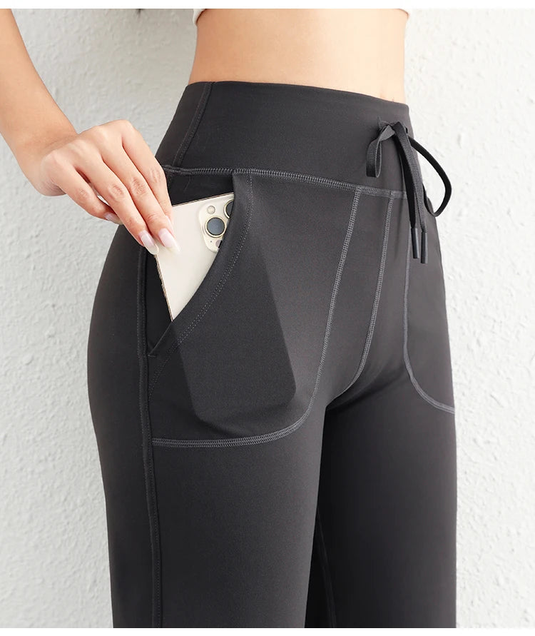 Women’s Loose Straight Sweatpants | Casual Wide Leg Running Pants | Drawstring Yoga Leggings with Side Pockets