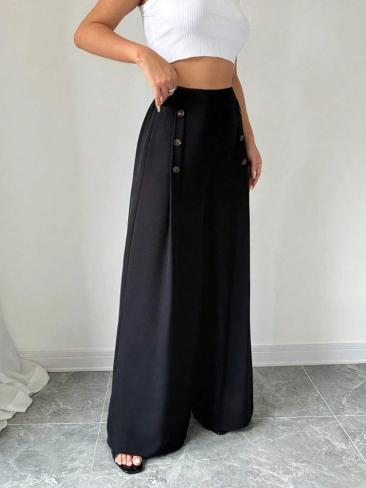 Elegant High Waist Wide-Leg Pants for Women | Fashionable Long Trousers | Spring Summer Chic Style