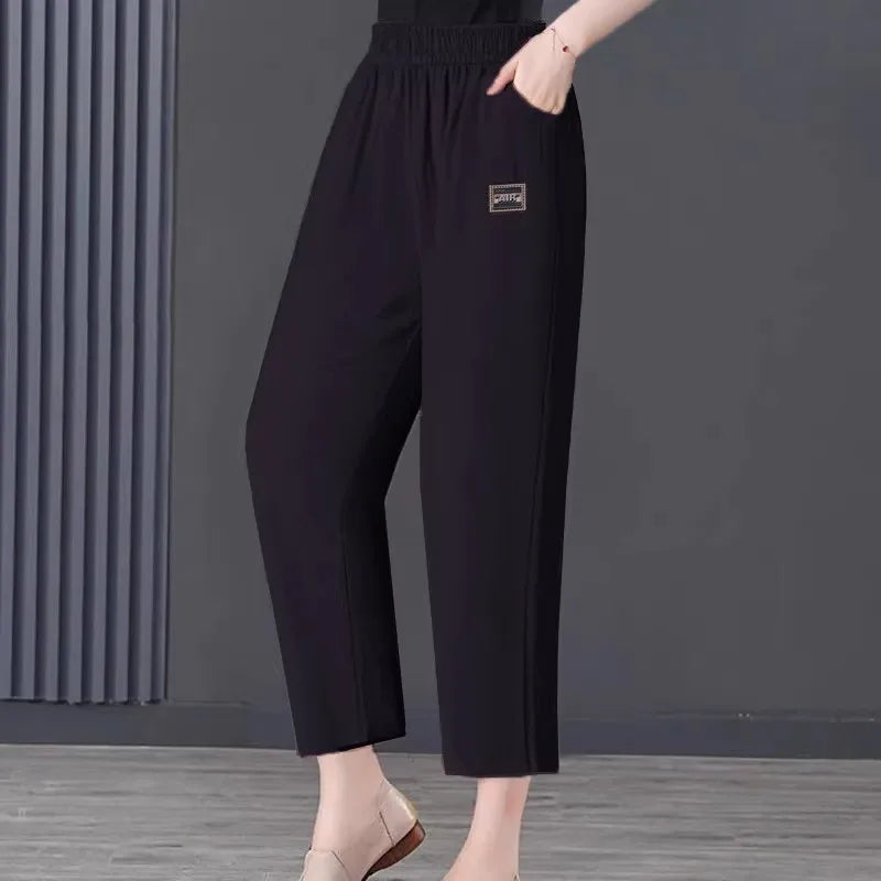 Slimming Straight Leg Cotton Linen Harem Pants – High Waist Casual Summer Trousers Women Loose Fit