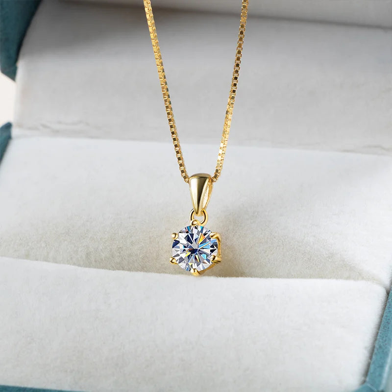 Butterflykiss 1CT Moissanite Pendant Necklace 925 Sterling Silver Bridal Jewelry