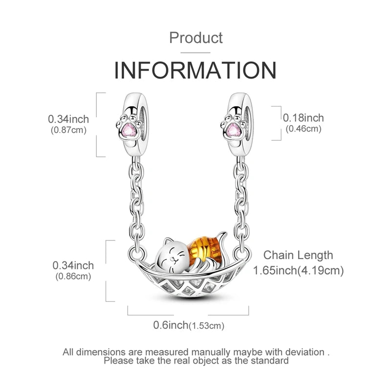 925 Sterling Silver Cute Cat Charm Beads | Paw Print Pendant for Original DIY Bracelets & Women’s Jewelry Gift